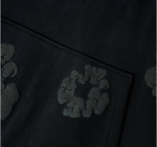 Denim Tears Cotton Wreath Hoodie Black Monochrome