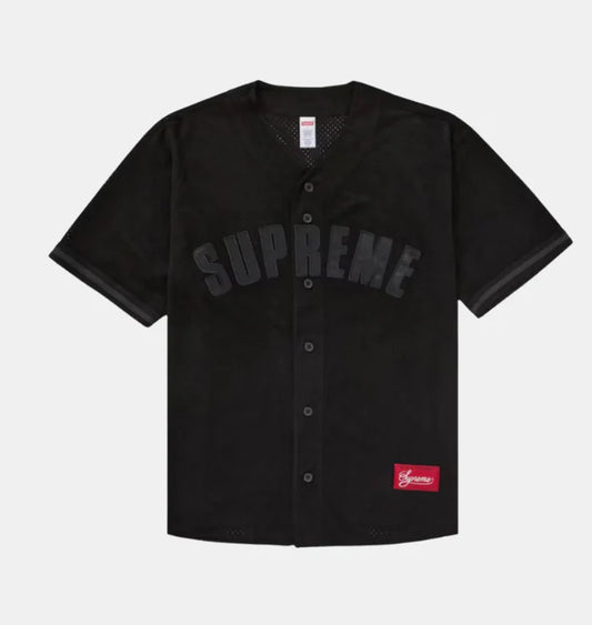 Supreme Ultrasuede Mesh Baseball Black Jersey