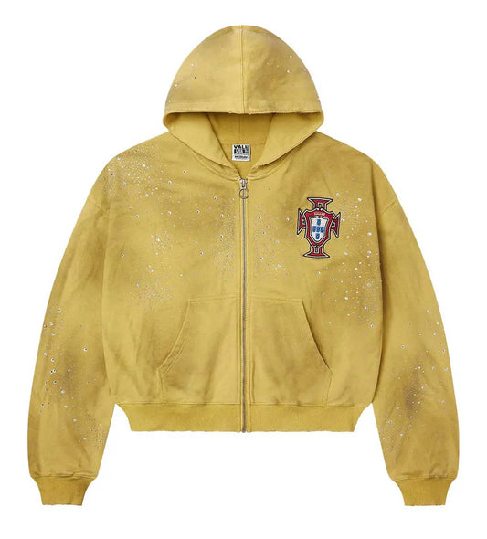 Vale Forever Sun Clustered Zip Up Hoodie Yellow