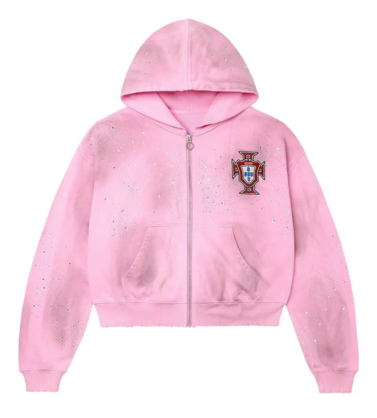 Vale Forever Venus Clustered Zip Up Hoodie Pink
